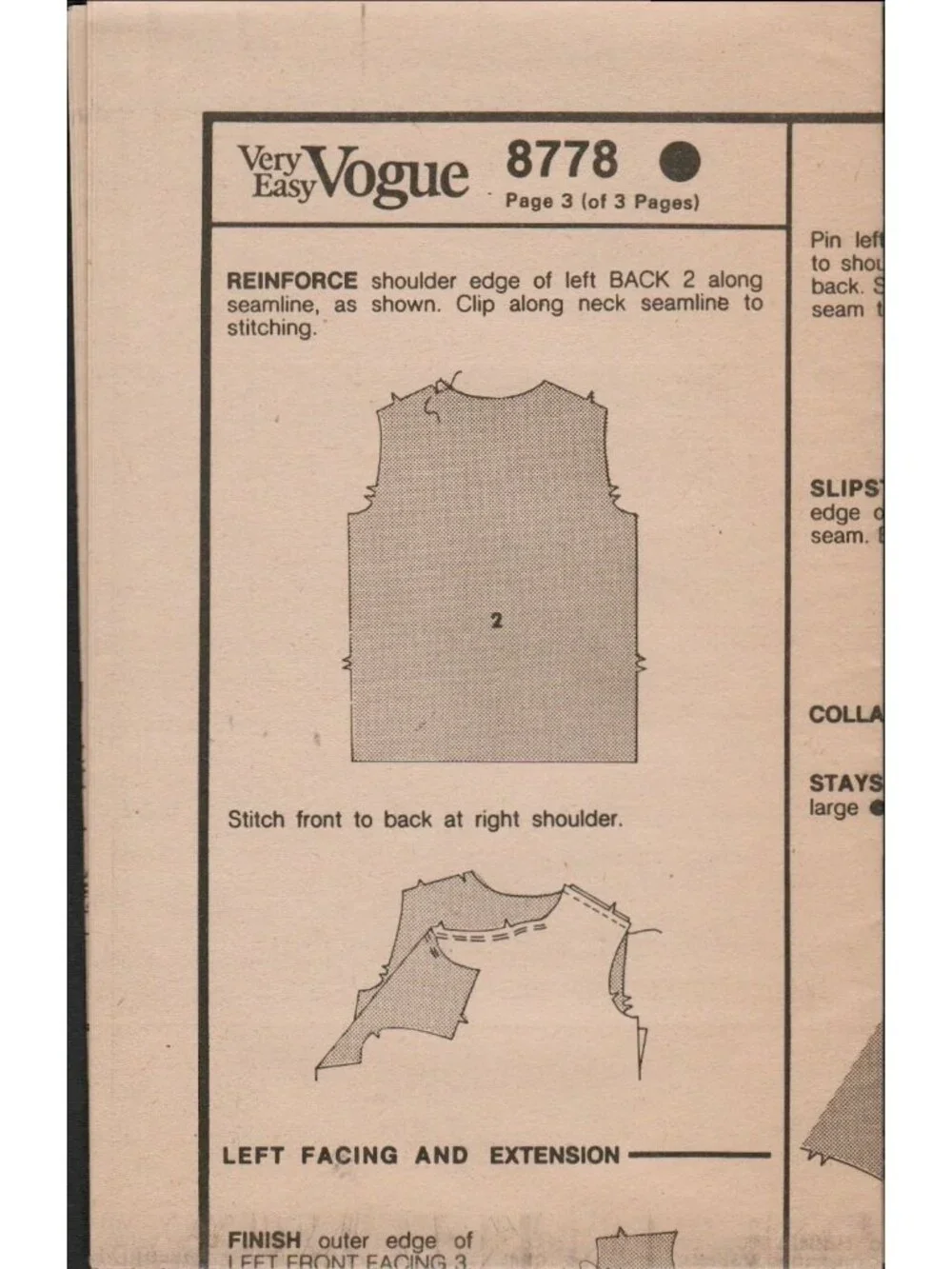 Very Easy Vogue 8778 High Neck Blouse Optional Bow Pattern 1980s Sz 14-18 Uncut